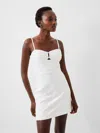 French Connection Whisper Ruched Tulle Minidress In White