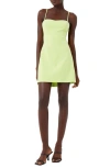 French Connection Tie Back Whisper Sweetheart Dress In Sharp Green In 30-sharp Green