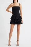 French Connection Whisper Tiered Ruffle Minidress In Multi