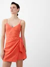 French Connection Whisper Bow Envelope Sleeveless Dress In Orange