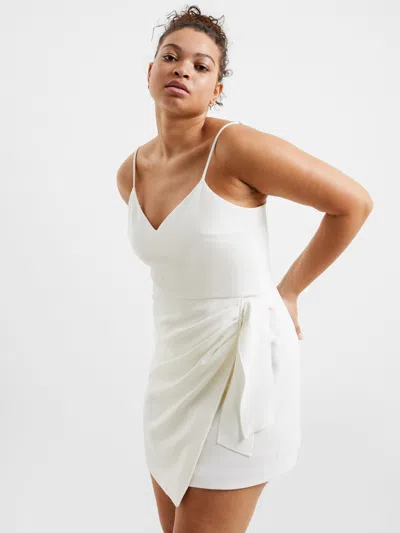 French Connection Ruched Side Tie Dress In Summer White