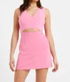 French Connection Whisper V-neck Cutout Dress In Morning Glory In Multi