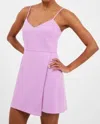 French Connection Whisper V Neck Envelope Skirt Dress In Pink Violet