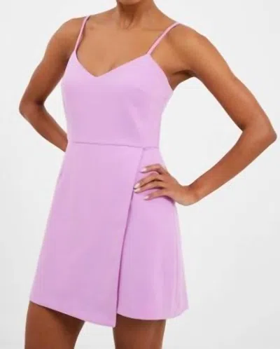French Connection Whisper V Neck Envelope Skirt Dress In Pink Violet