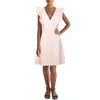 French Connection Whisper Womens Ruffled V-neck Shift Dress In Purple