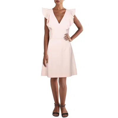 French Connection Whisper Womens Ruffled V-neck Shift Dress In Purple