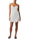 French Connection Whisper Womens Side Tie Short Mini Dress In White