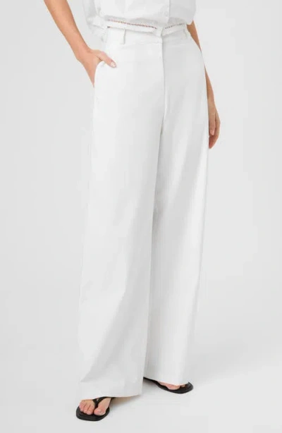 French Connection Wide Leg Twill Pants In White