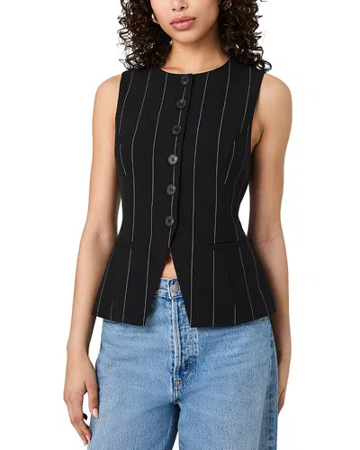 French Connection Wide Pinstripe Sleeveless Vest In Black