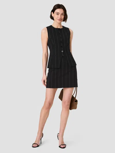 French Connection Wide Pinstripe Suiting Sleeveless Top In Black/white