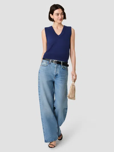 French Connection Willa Knit V-neck Vest In Royal Blue