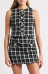 French Connection Windowpane Tweed Crop Top In Black