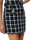 French Connection Windowpane Tweed Mini Skirt In Black/white In Multi