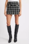 French Connection Windowpane Tweed Mini Skirt In Black
