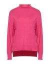 French Connection Woman Turtleneck Fuchsia Size L Viscose, Polyester, Polyamide In Pink