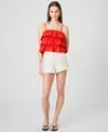 French Connection Aimee Ruffle Cotton Camisole In Red