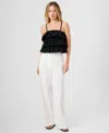 French Connection Aimee Ruffle Cotton Camisole In Black