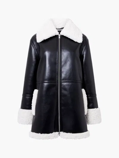 French Connection Women's Ajani Polyurethane Faux Fur Coat In Black