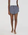 French Connection Alexis Rounded Drawstring Shorts In Marine,white