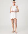 French Connection Alexis Poplin Scallop Hem Dress In Sumer White,orange,pink
