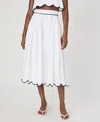 French Connection Alexis Midi Skirt In Summer White,marine