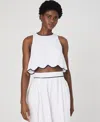 French Connection Alexis Cropped Top In Summer White,marine