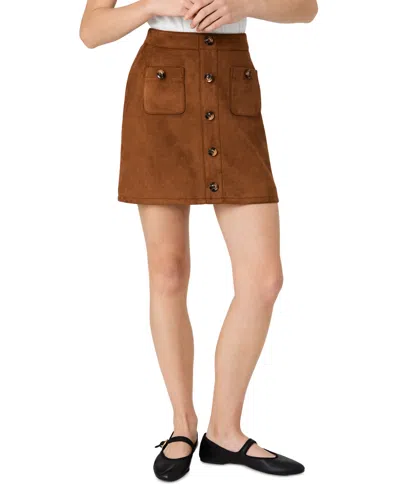 French Connection Laney Faux Suede Miniskirt In Brown