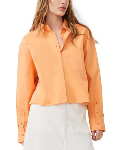 French Connection Women's Alissa Cotton Cropped Shirt In Melon