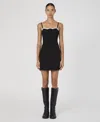 French Connection Azra Contrast Mini Dress Women Black Sweetheart Neck Fts1298 In Black,porcelain Cream