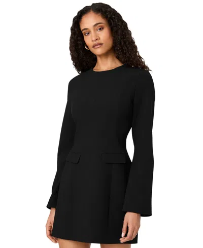 French Connection Azra Long Sleeve Twill Minidress In Black