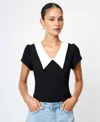 French Connection French Connetion Azra Oversized Collar Top In Black