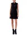 French Connection Azra Twill Sleeveless Button Mini Dress In Black In Black