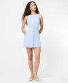 French Connection Azra Twill Button Front Dress In Blue