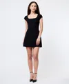 French Connection Azra Cap Sleeve Twill Minidress In Black
