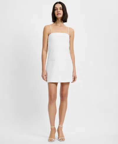 French Connection Women's Azra Twill Fold-over Two-pocket Strappy Mini Dress In White