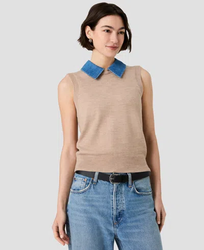 French Connection Women's Babysoft Collared Neck Knit Top In Brown