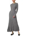 French Connection Long Sleeve Rib Maxi Sweater Dress In Mid Grey Melange