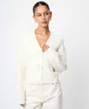 French Connection Women's Babysoft Knit V-neck Embellished Bow Cardigan Sweater In White