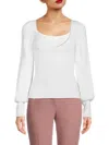 French Connection Women's Babysoft Ribbed Bishop Sleeve Sweater In Winter White