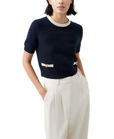 French Connection Women's Babysoft Short-sleeve Top In Marine,classic Cream