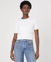 French Connection Babysoft Short Sleeve Sweater In Summer White,sky Blue