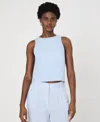 French Connection Birdie Linen Swing Top In Blue In Cashmere Blue
