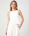 French Connection Birdie Tie Back Cutout Linen Blend Tank In Summer White