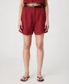 French Connection Womens Birdie Crewneck Sleeveless Top High Rise Walking Shorts In Red