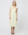 French Connection Birdie Peter Pan Collar Linen Blend Dress In Cornsilk Yellow