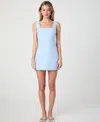 French Connection Birdie Linen Blend Square Neck Dress In Cashmere Blue
