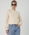 French Connection Womens Ribbed Trim Alpaca Pullover Sweater In Porcelain Cream