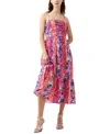 French Connection Carrie Mixed Floral Midi Sundress In Clover-persimmon