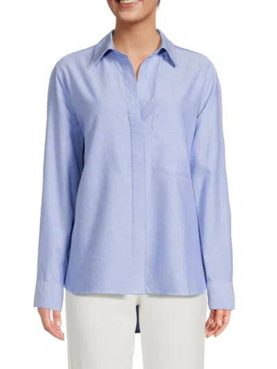 French Connection Women's Chambray Button Down Shirt In Blue
