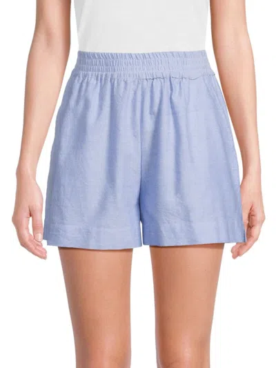 French Connection Women's Chambray Flat Front Shorts In Blue